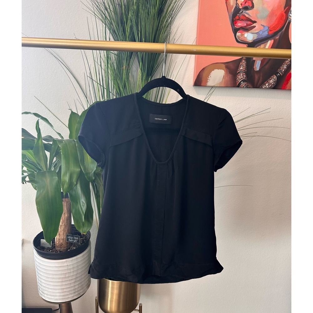 Derek Lam Silk 100% Silk Cap Sleeve U-Neck Blouse - IT Size 38/US 2 - Picture 7 of 11